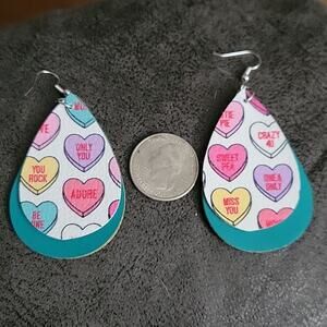 Valentine's Day candy hearts drop earrings